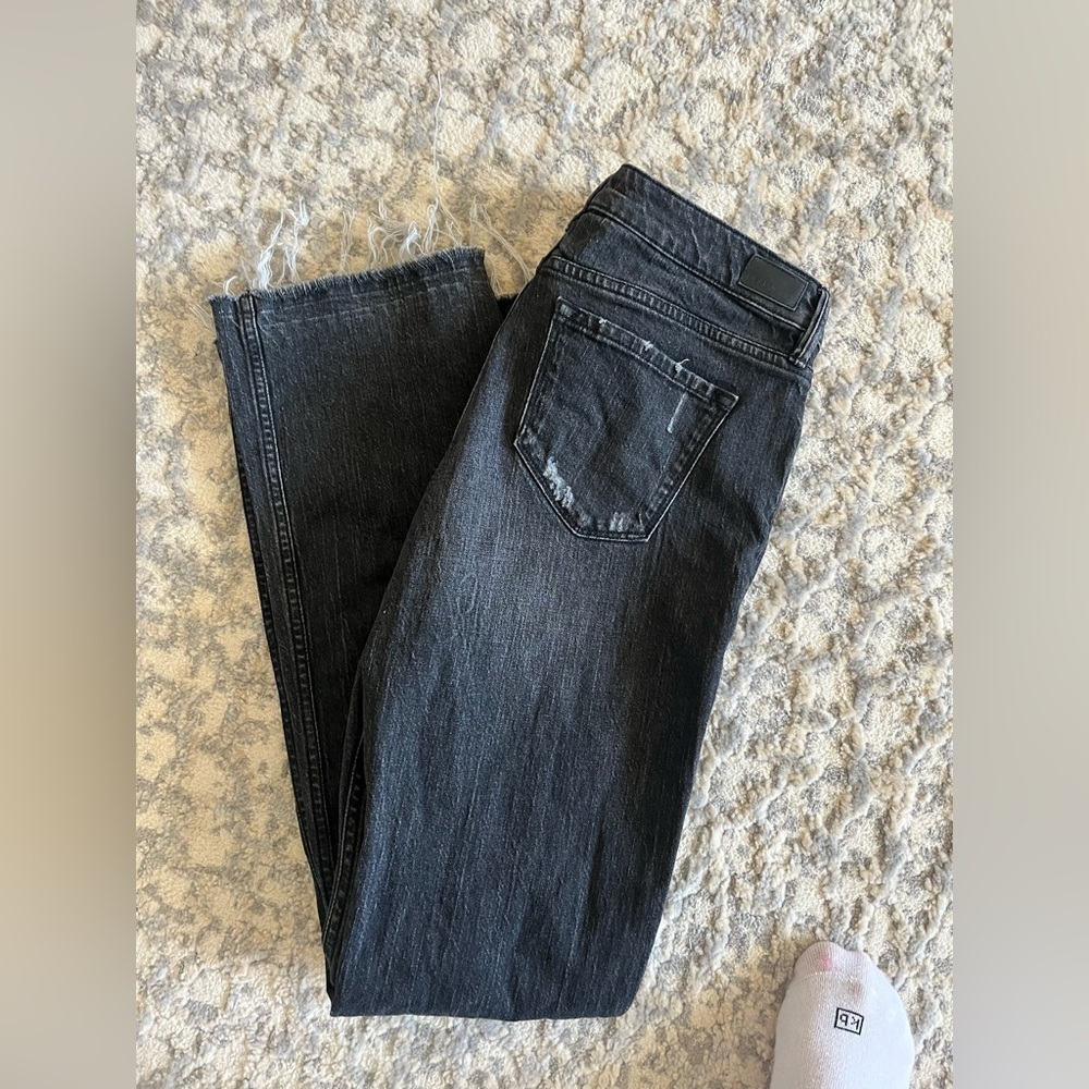 EUC Dear John Denim "Rosie" Distressed Cotton-Blend Flare Jeans, 29